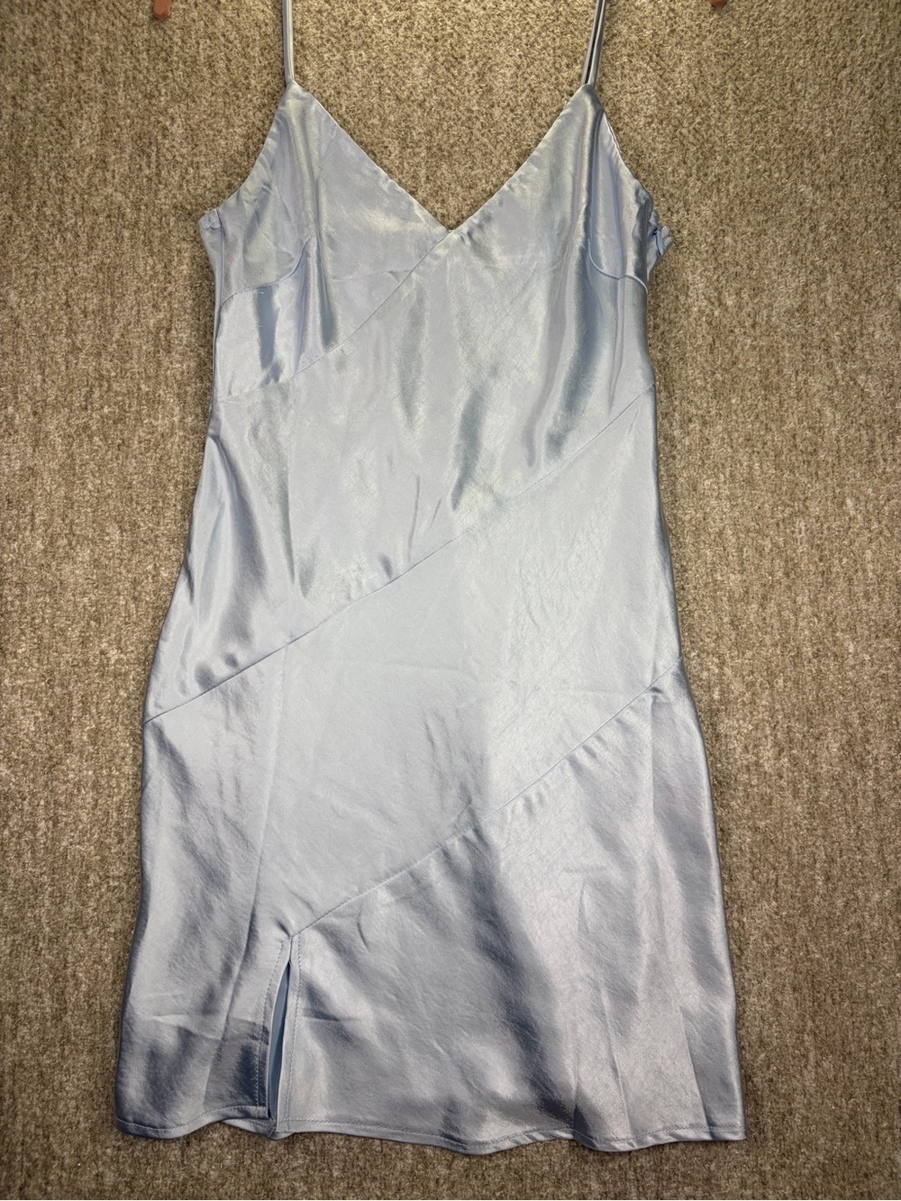 Princess Polly Light Blue Satin V-Neck Slip Dress
